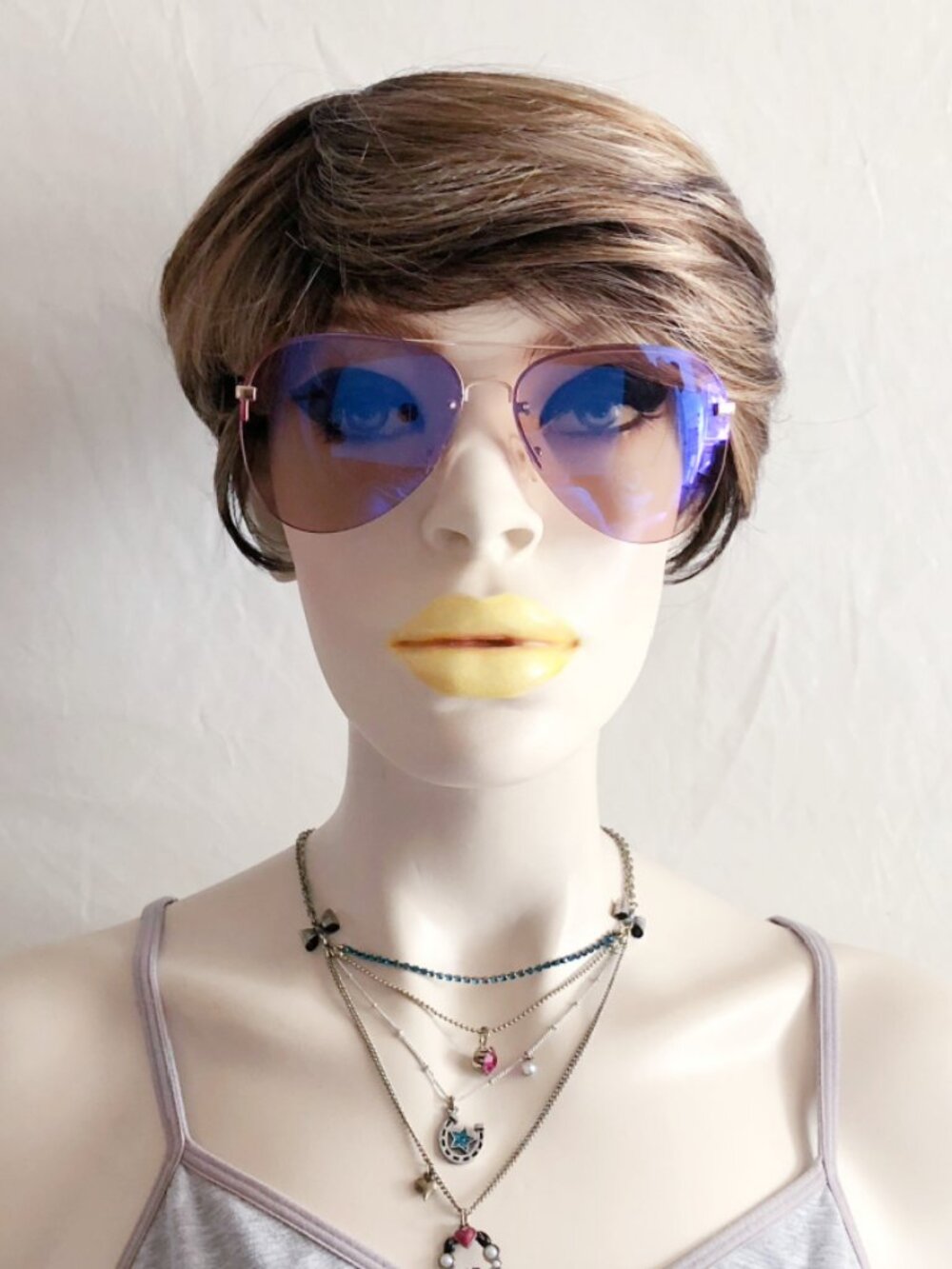 Retro Style Half Frame Aviator Sunglasses Berry Blue